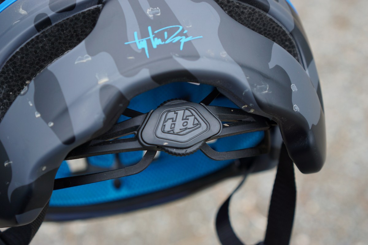 Troy Lee Designs A3 mountain bike helmet fit dial on rear.