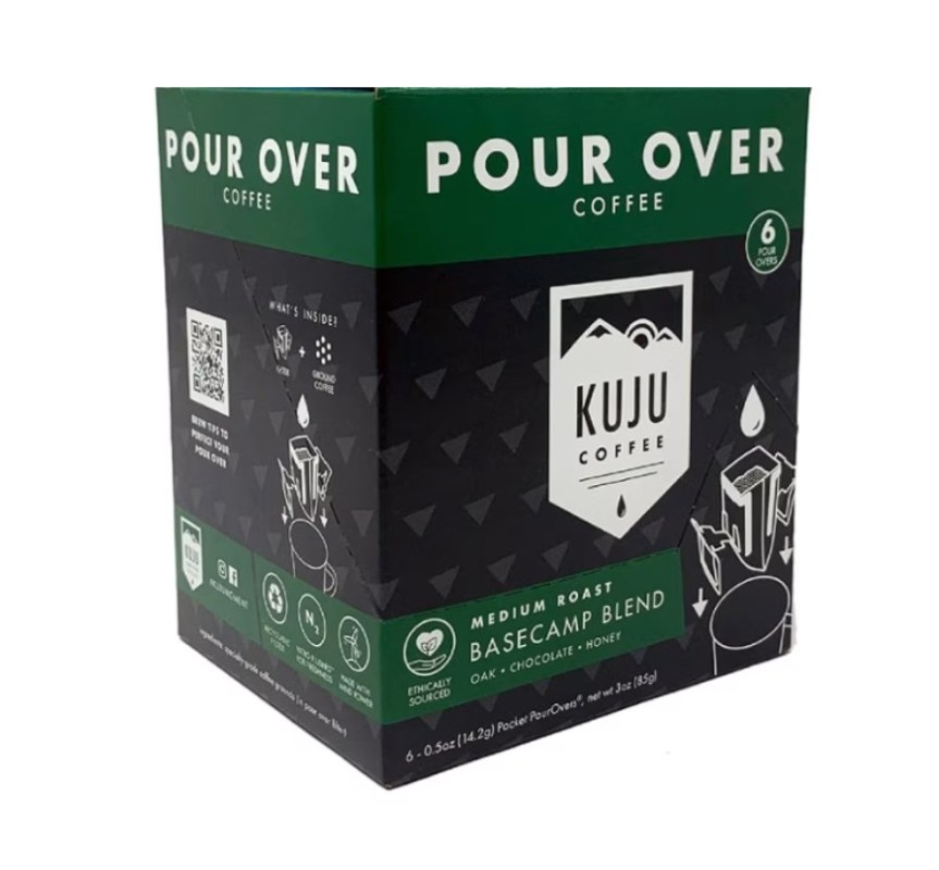 Kuju single serve pour over coffee gift for mountain bikers.